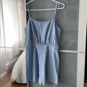 Light blue heart print romper